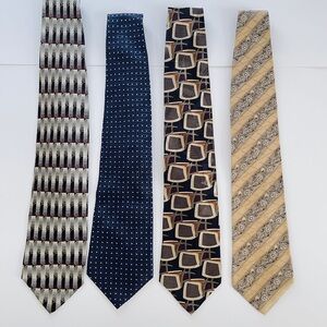 Stylish Men's Tie Collection - Black, Blue, Gold, Tan